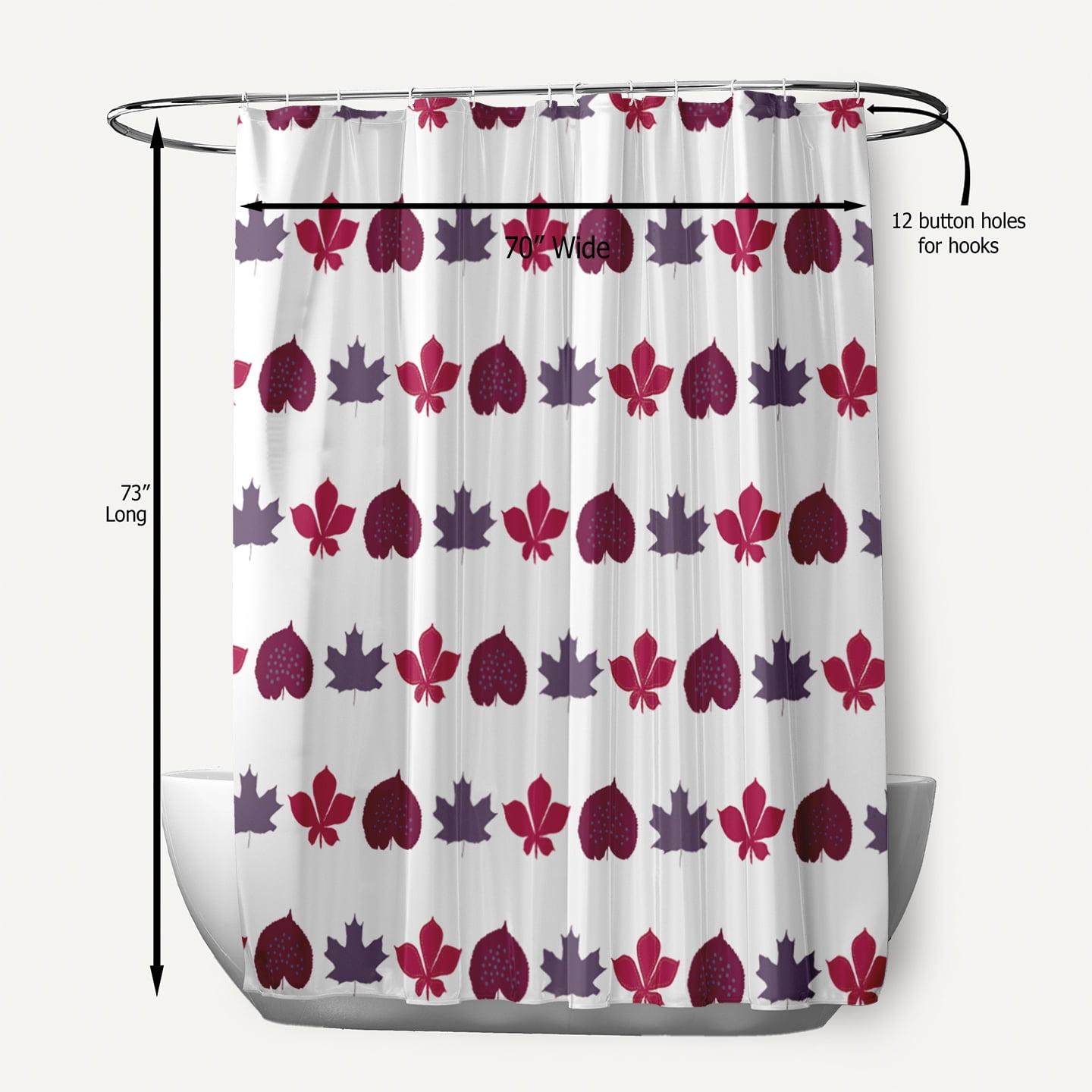 Simply Daisy 70" W x 73" L Leaf Stripe Polyester Shower Curtain, Plum [1 Ct]