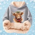 thumbnail image 2 of MAIHAN-Christmas Hoodies for Kids, Highland Cow Sweatshirts, Cow Print Jacket Christmas Sweater Sherpa Lined Pullover Tops(C-Multicolor,5-6Years), 2 of 6