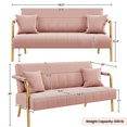 thumbnail image 3 of Yaheetech 56.5'' W Modern Upholstered Sofa Couch with 2 Pillows for Home Office, Studio, Pink, 3 of 10
