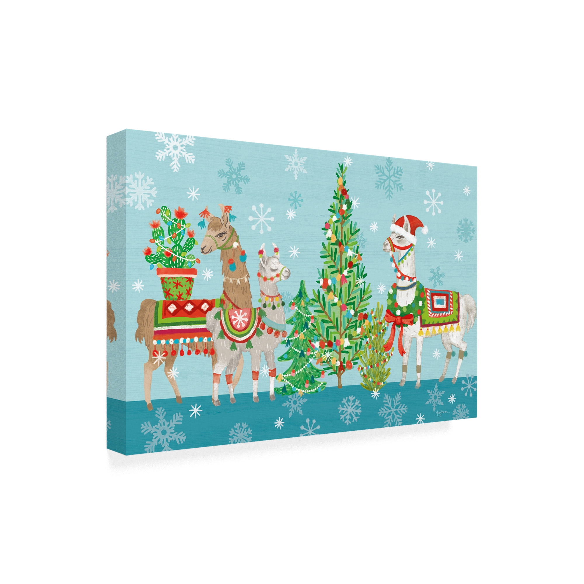 Trademark Fine Art 'Lovely Llamas Christmas VIII' Canvas Art by Mary Urban