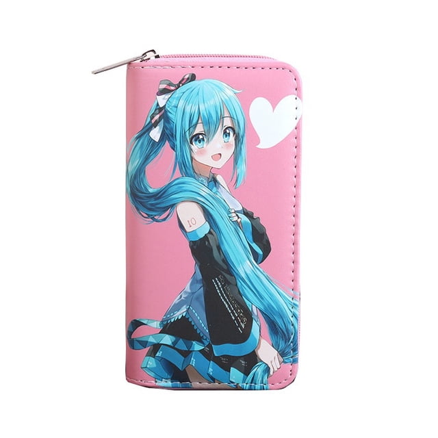 Billetera plegable delgada con personajes de anime de Hatsune Miku