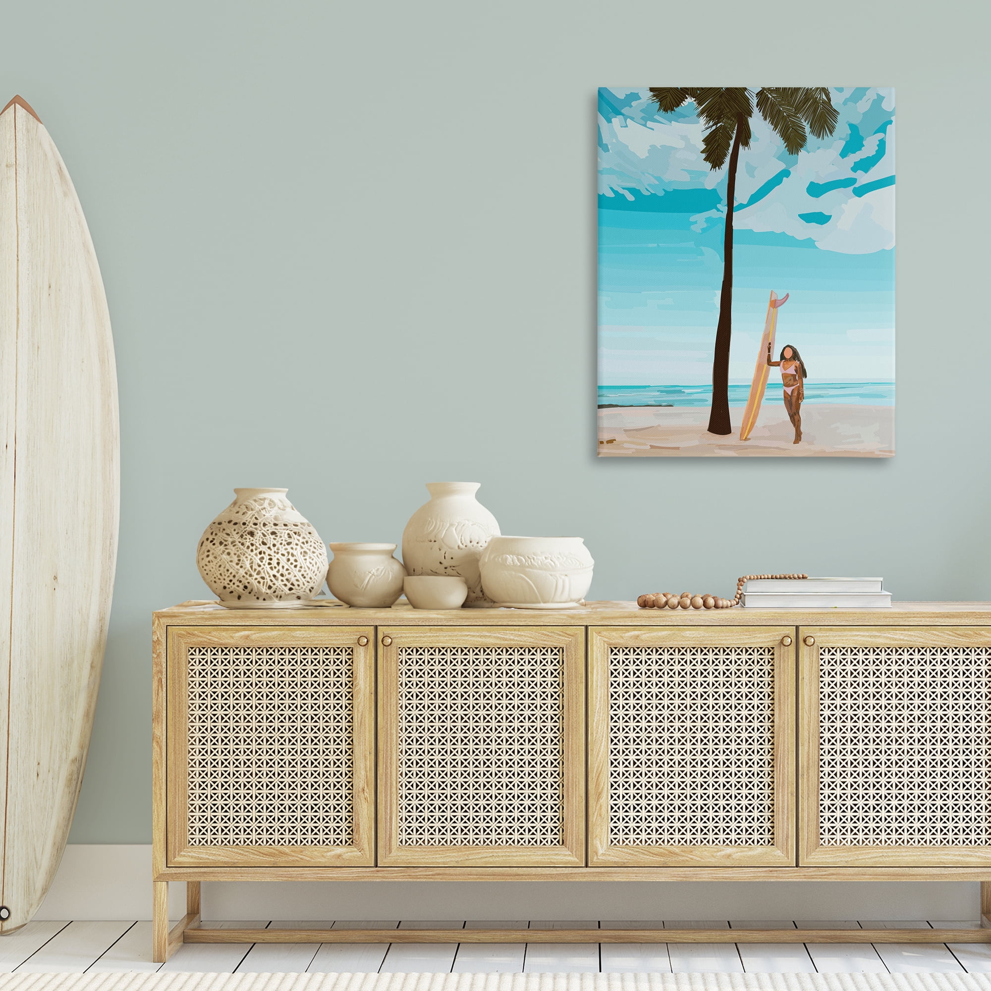 Stupell Industries Tropical Beach Day Girl Nautical & Beach Painting Wrapped Canvas Art Print Wall Art, 30 x 40