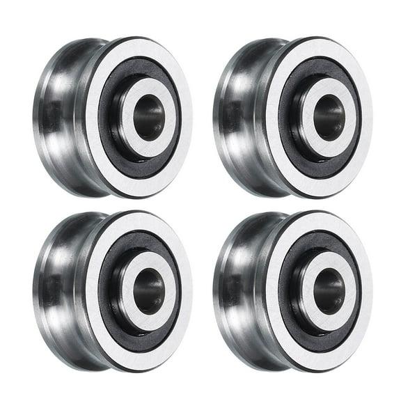 Uxcell 4 Packs SG20 U Groove Track Guide Bearing 6x24x11mm U Groove Roller Wheel (GCr15) Chrome Steel Bearings