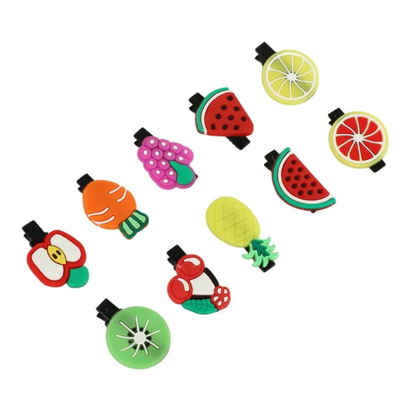 Unique Bargains 10 Pcs Cute Hair Clips Hairdo Clip for Girls Red Orange Green Yellow Purple