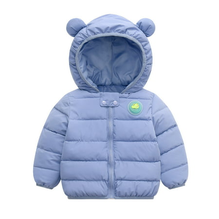 

EHTMSAK Children Boy Girls Thicken Fall Winter Puffer Jacket Toddler Baby Long Sleeve Zip Up Outerwear Hooded Padded Coat Blue 2Y-8Y 90