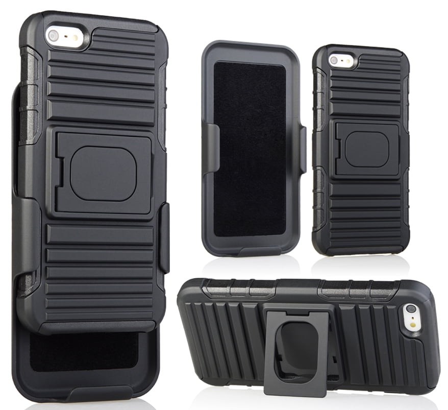 iPHONE SE BELT CLIP, NAKEDCELLPHONE BLACK GRIP RING ARMOR CASE COVER