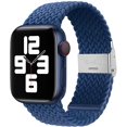thumbnail image 1 of Boucle Solo Tressée Réglable avec Boucle Compatible avec Bracelet Apple Watch pour Hommes et Femmes, Bracelet Doux en Nylon Extensible Élastique pour iWatch Series SE 6 5 4 3 2 1 (Bleu, 38/40mm), 1 of 5