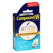 Compound W Maximum Strength One Step Plantar Wart Remover Foot Pads, Salicylic Acid, 20 Count