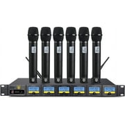PRORECK MX66 6-Channel UHF Wireless Microphone System with 6 Hand-Held Microphones