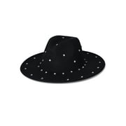 No Boundaries Women's Women's Allover Rhinestone Poly Felt Fedora, Black