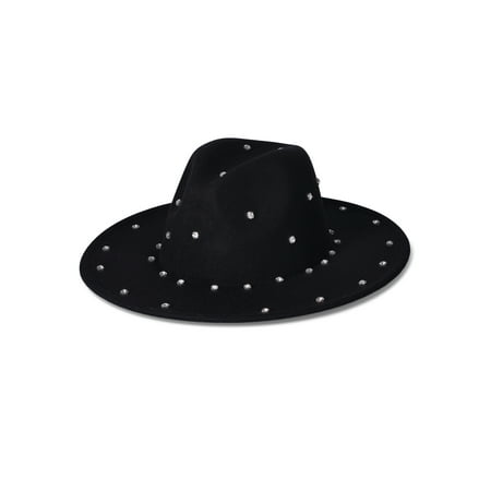 No Boundaries Women's Women's Allover Rhinestone Poly Felt Fedora, Black