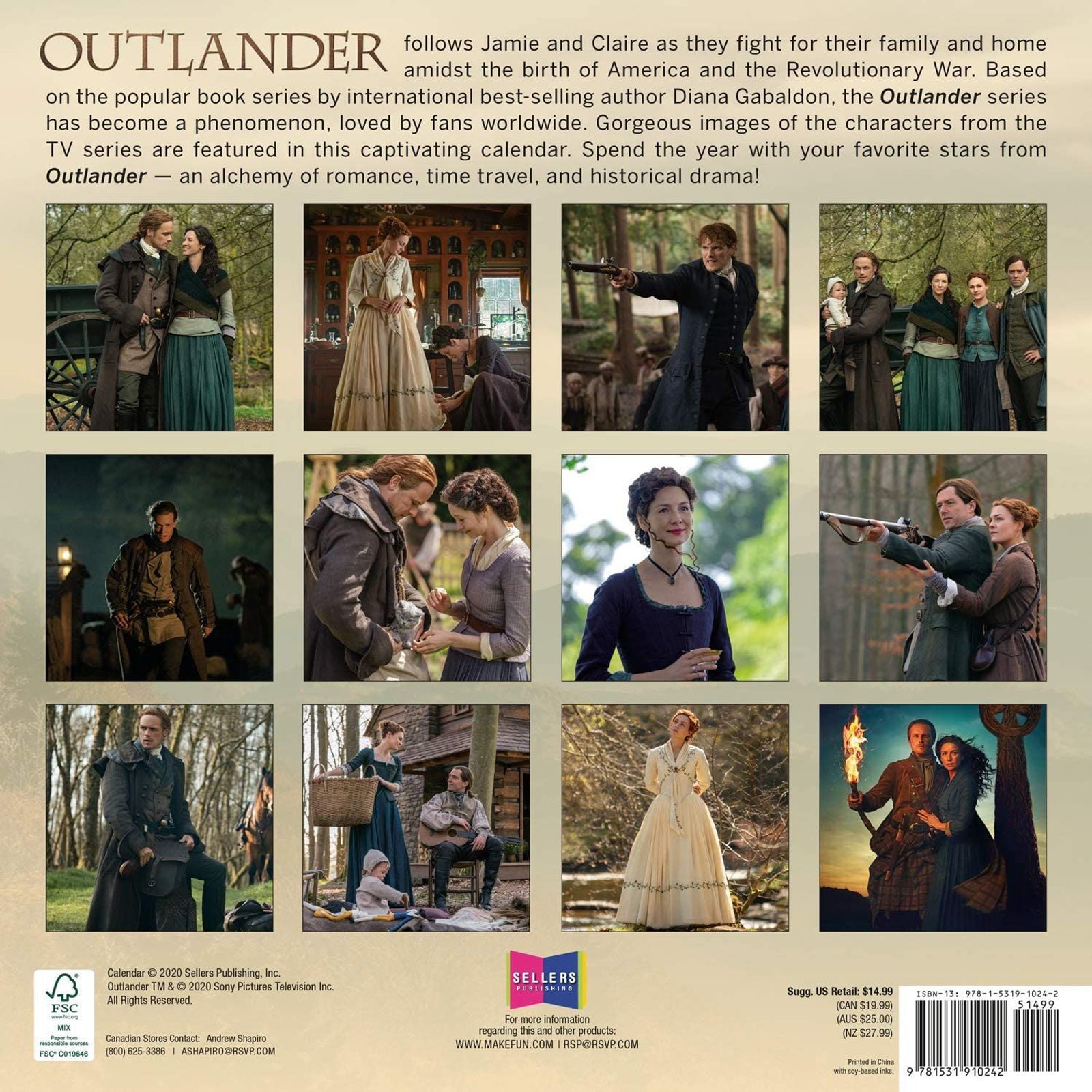 by Sellers Publishing Outlander 16-Month 2020 Wall Calendar 