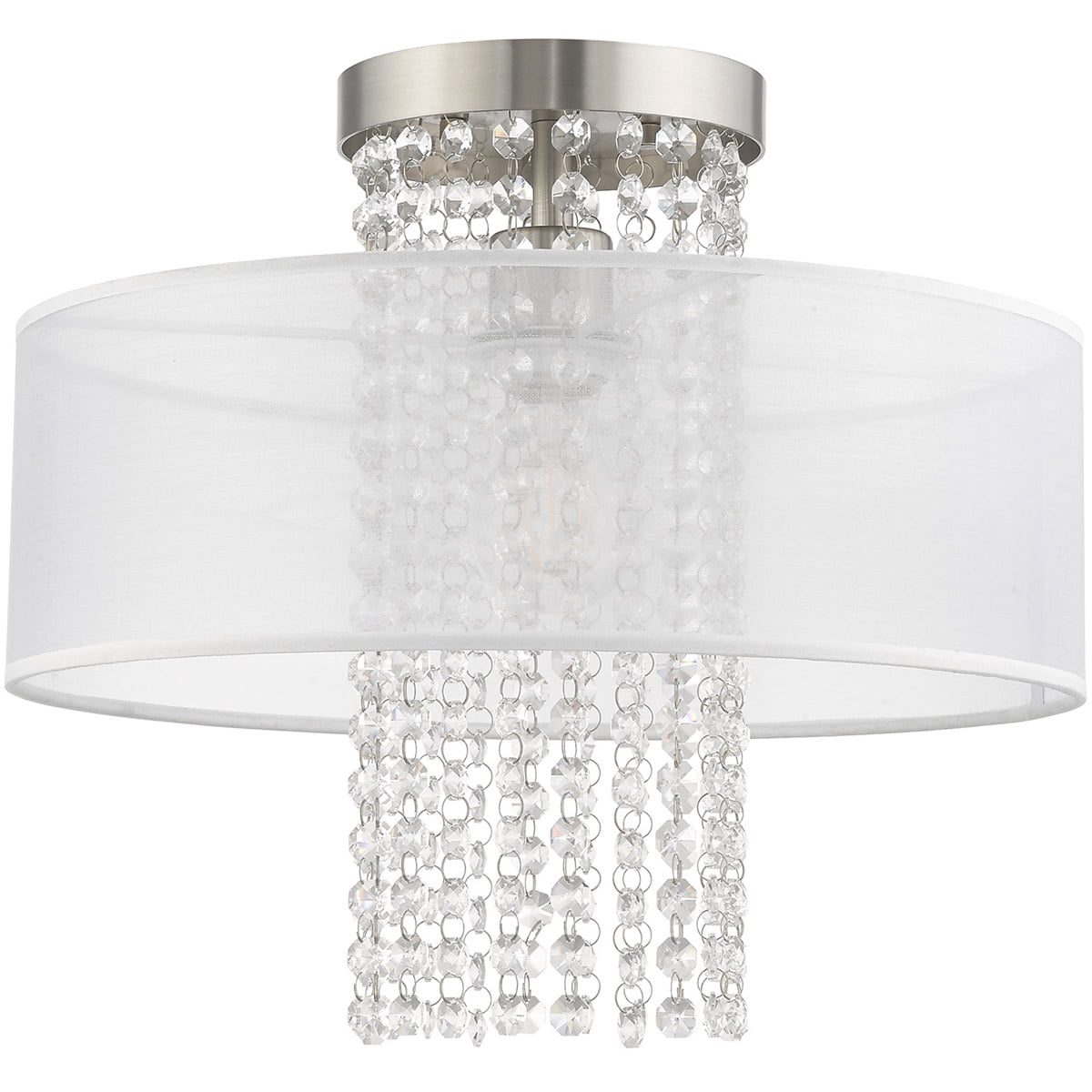 1 Light Brushed Nickel Ceiling Light fixture with Steel base material