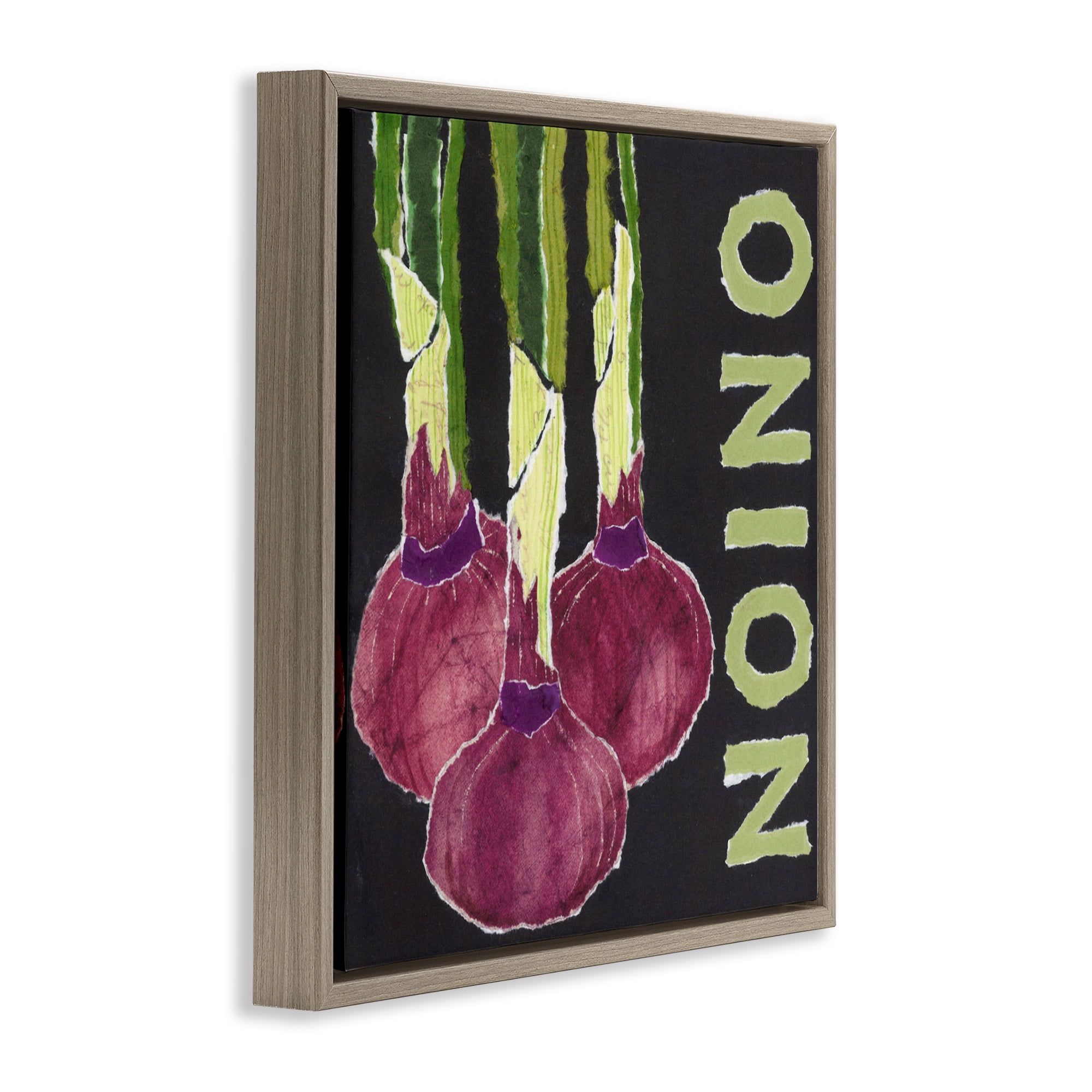 Stupell Industries Collaged Garden Onion Brown Framed Floater Canvas Wall Art, design by Nancy Overton