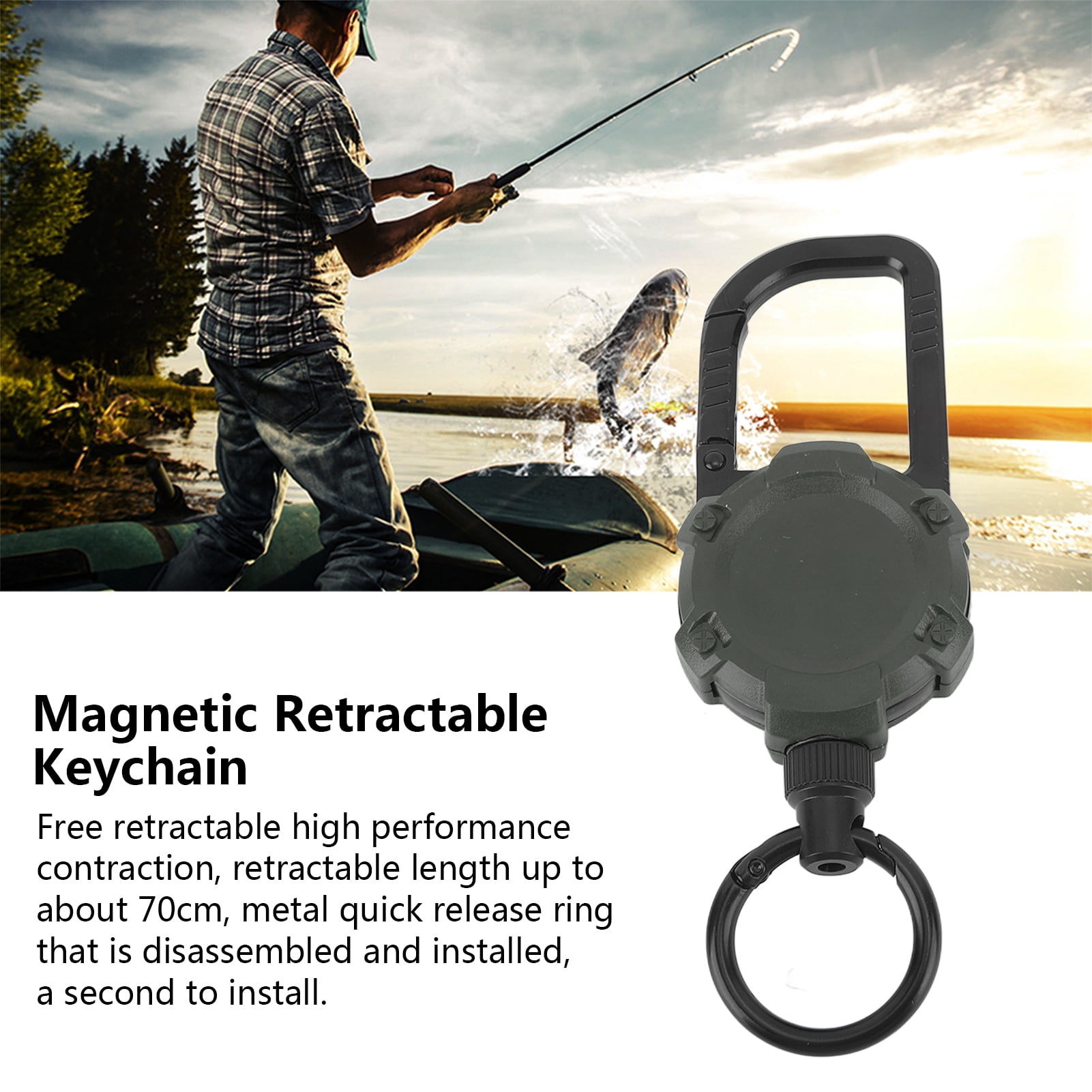 Heavy Duty Retractable Keychain: 70cm Steel Wire, Magnetic Quick Release, Anti,Loss  Durable