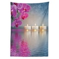 thumbnail image 3 of Ambesonne Peace Tablecloth Rectangular Table Cover, Japanese Candle Sakura, 52"x70", Lavender Pink Blue, 3 of 4