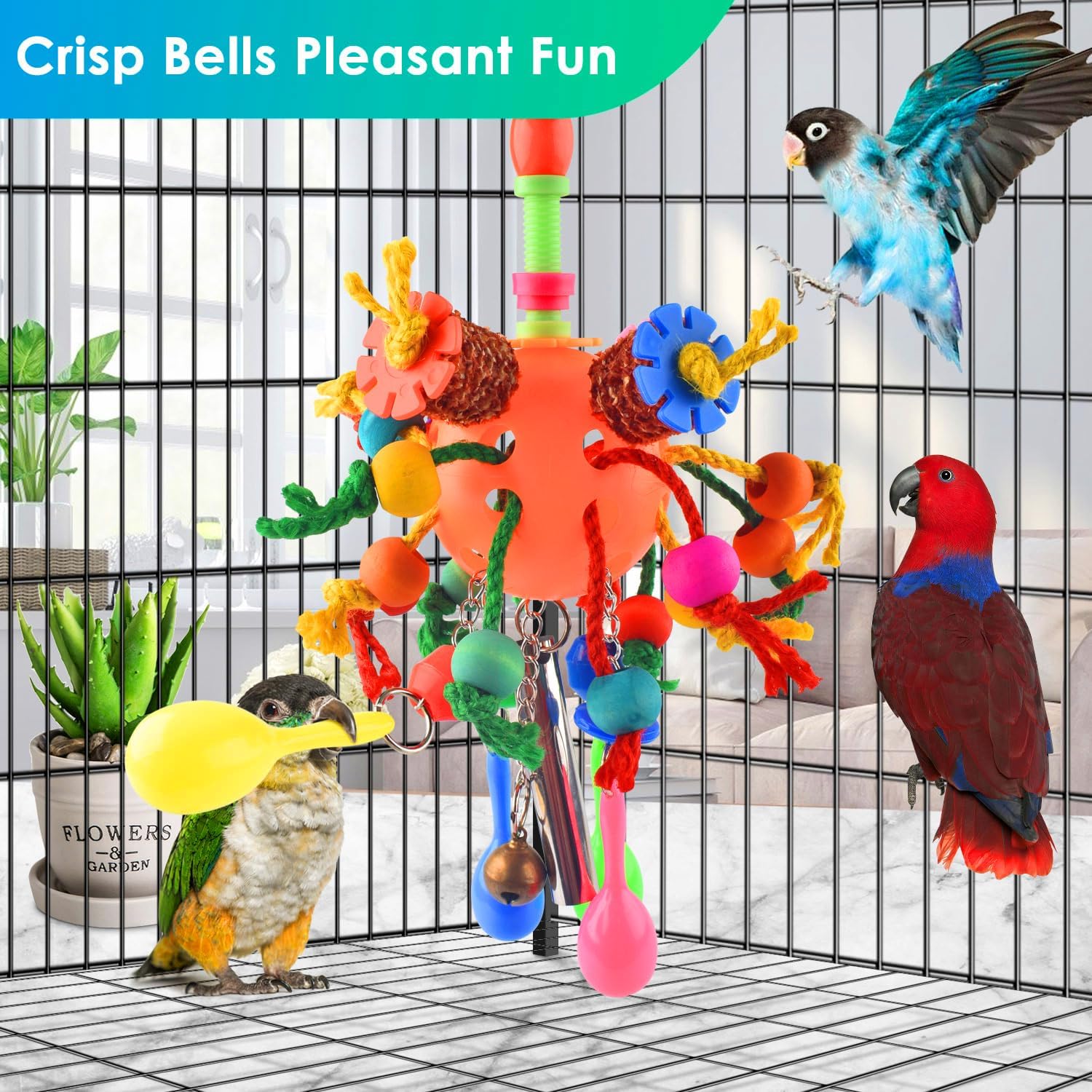 Bird Toys, Parrot Toys Foraging Shredder Hanging Toys Ball Treats for Conure Macaw Cockatiel Lovebird Birds
