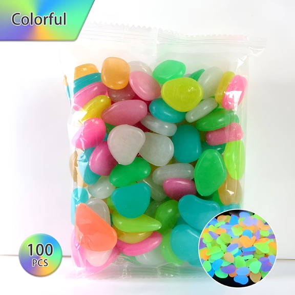 ACDANC 100Pcs Luminous Pebbles Stones,Garden Glowing Stones Luminous Stones for Home Outdoor Walkways Garden Stones Mix Color