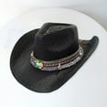 thumbnail image 5 of Cowboy Hat Classic Vintage Braided Curled Edge Wide Brim Men Sun Hat Outdoor Hat, 5 of 8