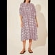 thumbnail image 4 of Vestido Midi Holgado Informal de Verano para Mujer, con Escote en V, Cordones, Media , Estampado Geométrico Bohemio Lila S, 4 of 7