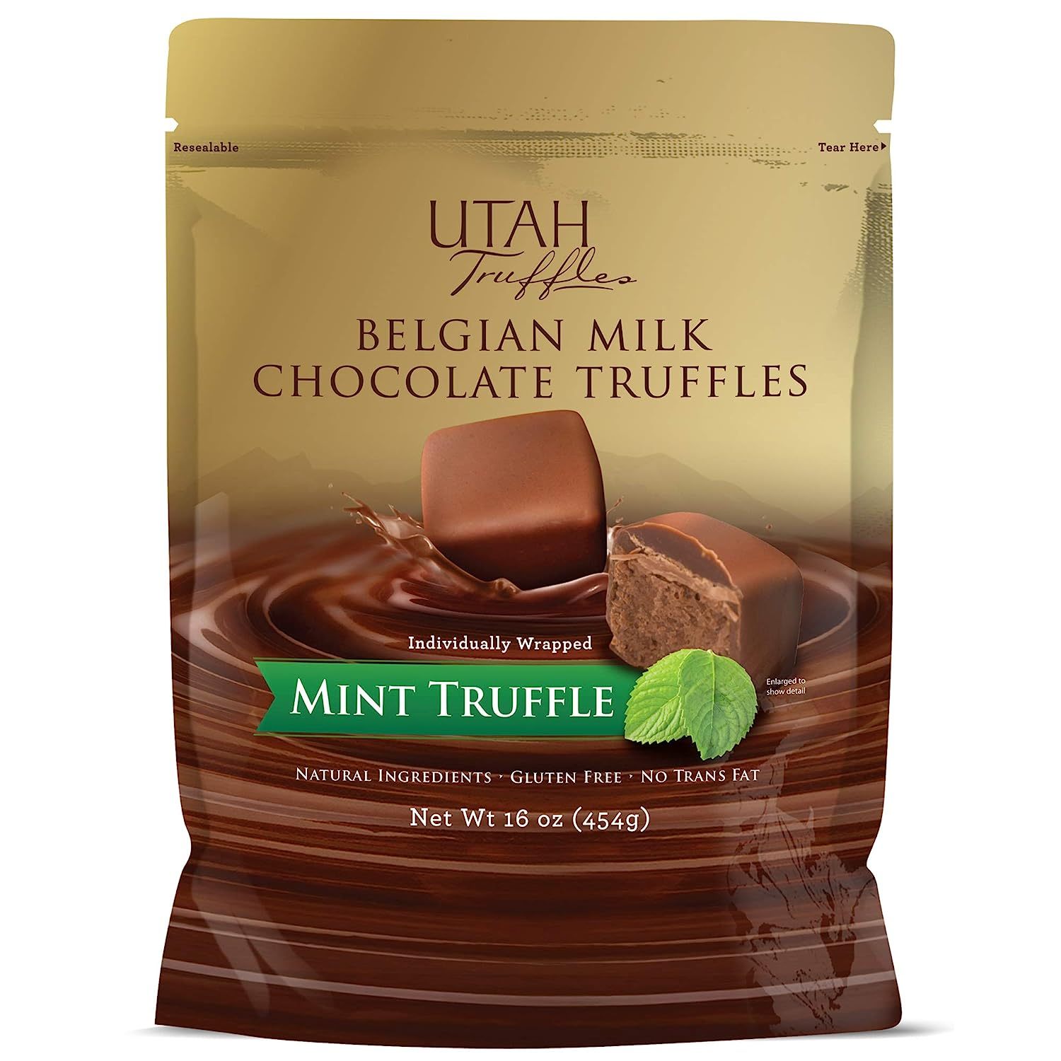 Utah Truffles Belgian Milk Chocolate Mint Individually Wrapped Pouch