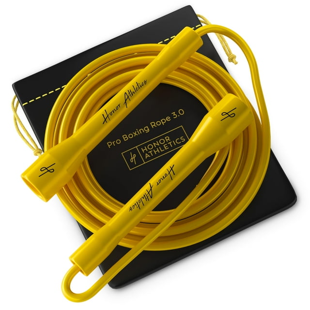 Honor Athletics | Pro Boxing Rope 3.0 | 5.3mm Jump Rope Indoor/Outdoor Adjustable For Boxing | Ultra-Durable, Non-Kinking TPU-PVC blend / (Yellow Handles / Yellow Rope)