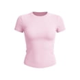 thumbnail image 6 of Juesizh T Shirts for Women Solid Color Basic Tee Tops Fashion Casual Crew Neck Slim Short Sleeve T Shirts, S-XL, 6 of 7