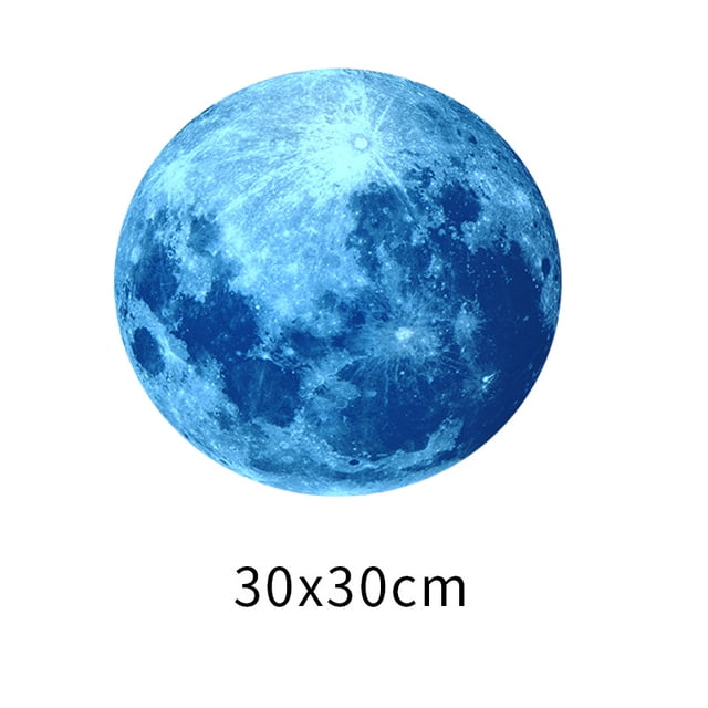 Pegatinas de pared de luna luminosa de 30 cm para decoración de habitación de niños, pegatina decorativa de luna luminosa, luz verde/azul/rosa