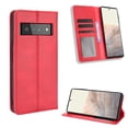 thumbnail image 2 of Compatible with Google Pixel 6 Case Magnetic Closure Vintage Pattern PU Leather Wallet Cover with Card Slots-Red, 2 of 5