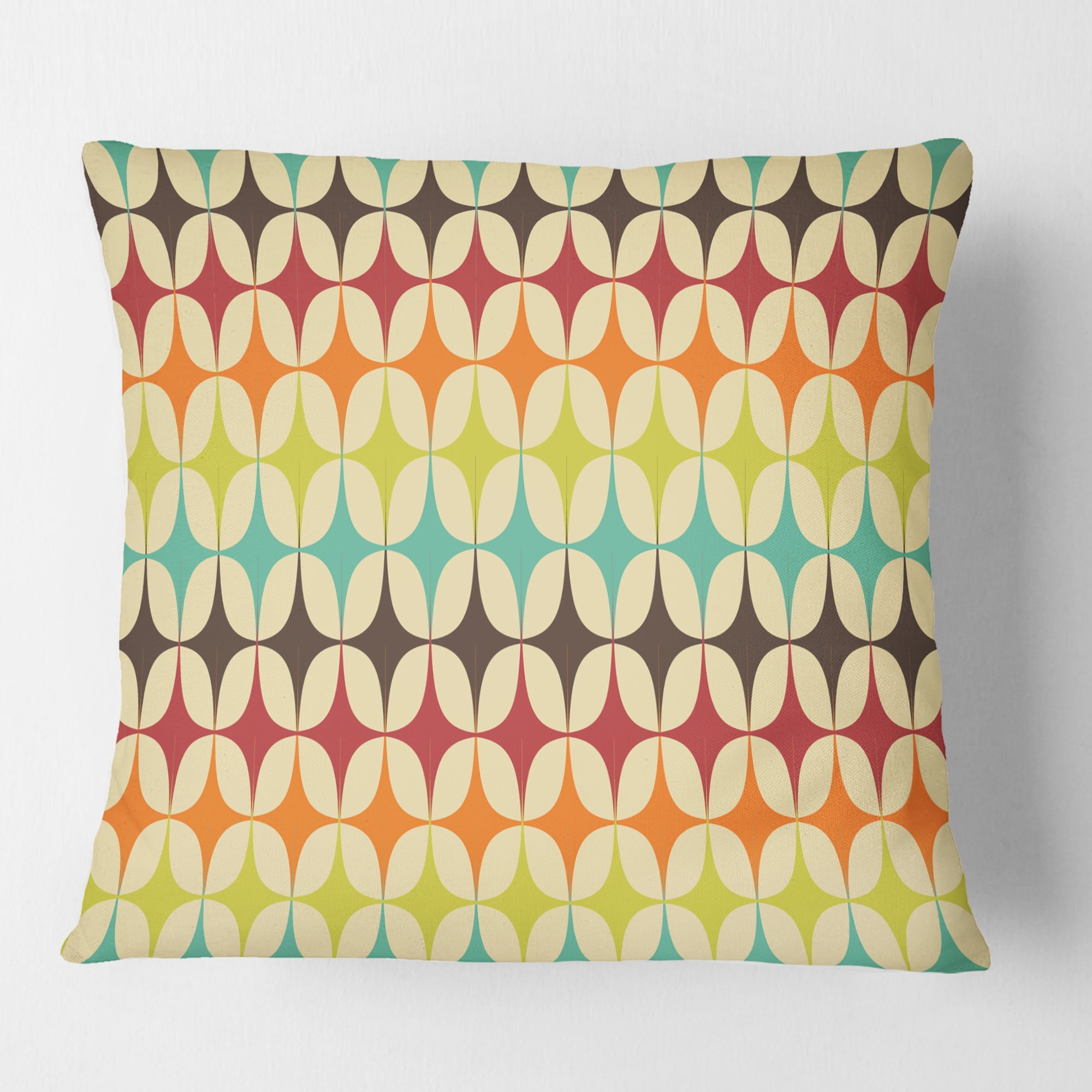 Designart Abstract Retro Geometric Pattern V' Mid-Century Modern Throw Pillow - 18x18