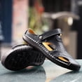 thumbnail image 4 of HAJWOH Men's Orthopedic Leather Closed-Toe Sandals Adjustable Non-Slip Breathable Summer Shoes Black 45, 4 of 5