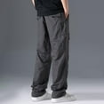 thumbnail image 4 of Fmbrln Mens Plus Size Cargo Pants Casual Elastic Waist Multi Pockets Work Pants Straight Leg Pants Lounge Outdoor Hiking Trousers Gray 5XL, 4 of 5