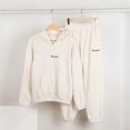 thumbnail image 2 of Womens Cozy Warm Velvet Fleece Lounge Pajama Sets 2 Piece Hoodie Sweatshirt Kangaroo Pockets Jogger Pants Y2k Sleepwear Fall Winter Casual Home Wear, White, Free Size, 2 of 8