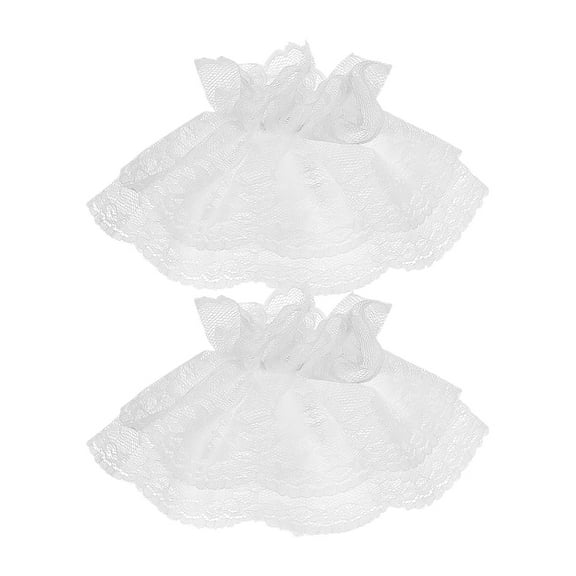 LOLIPPYY Decorative Wrist Cuffs Lace Cuffs White 1 Pair Ruffled Edge 3.9X3.9X0.2In