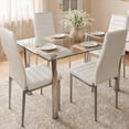 thumbnail image 2 of Ktaxon Modern Dining Table Set for 4, Glass Kitchen Table Set & 4 PU Padded Upholstered Highback Chairs, Dining Room Set for Family Dinners, Breakfast, White, 2 of 9
