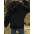 thumbnail image 5 of Black Zip Up Hoodie for Women Drawstring Hooded Sweatshirts Jacket with Pocket Alsol Lamesa, 5 of 6