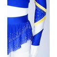 thumbnail image 6 of Kaerm Girls Cheerleading Uniform Long Sleeve Crop Tops+Sequin Tulle Tutu Skirt Leotard 2 Piece Dance Sets Blue 16, 6 of 7