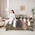 thumbnail image 4 of Castle Fairy Vintage Distressed Flag Deer King Bedding 7pcs,Retro American Flag King Bed in a Bag,Red White Ochre,Black Reversible, 4 of 7