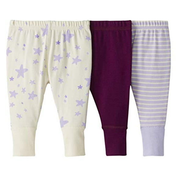 Moon and Back Kid's 3 Pack Jogger Pants, Purple, 3-6 months