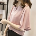 thumbnail image 3 of PENGXIANG Women Work Office Short-sleeve Solid Color Casual Chiffon Plus Shirt Top, 3 of 5