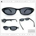 thumbnail image 2 of Womens Vintage Vibe Narrow Rectangle Cat Eye Plastic Sunglasses All Black, 2 of 8
