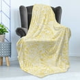 thumbnail image 4 of Yellow Soft Flannel Fleece Blanket, Hand Drawn Vintage Floral Pattern with Dandelions Asters Abstract Blossoms Nature, Cozy Plush for Indoor and Outdoor Use, 70" x 90", Yellow White, by Ambesonne, 4 of 5
