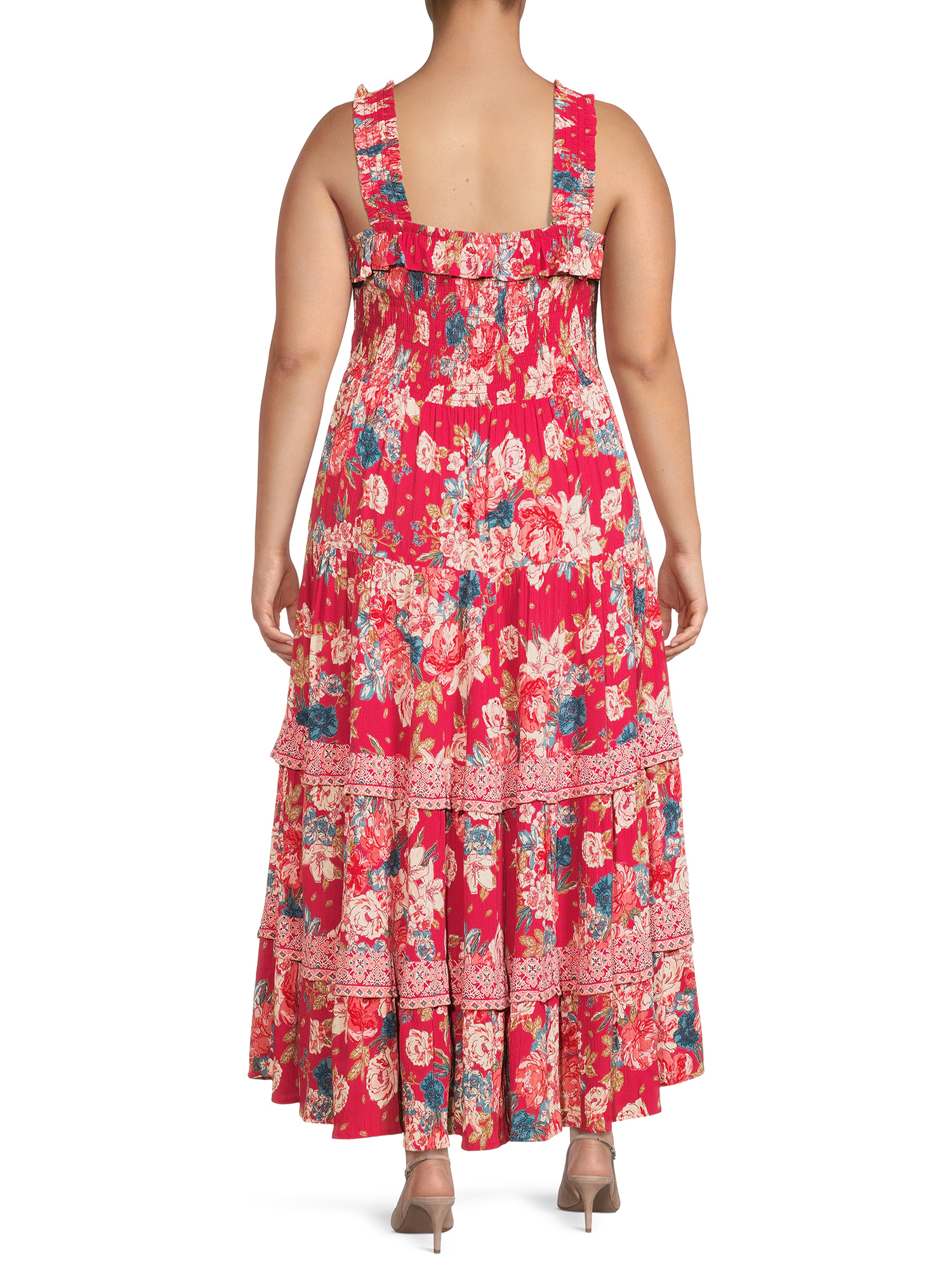 Romantic Gypsy Women's Plus Size Smocked Tiered Midi Dress