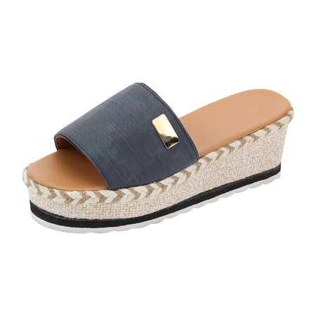 

Jungdeepe Women Shoes Fashionable Wedge Platform Sandals Bohemian Beach Slippers