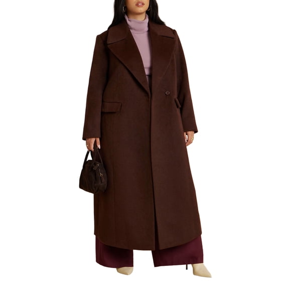 ELOQUII Women's Plus Size Textured Long Coat