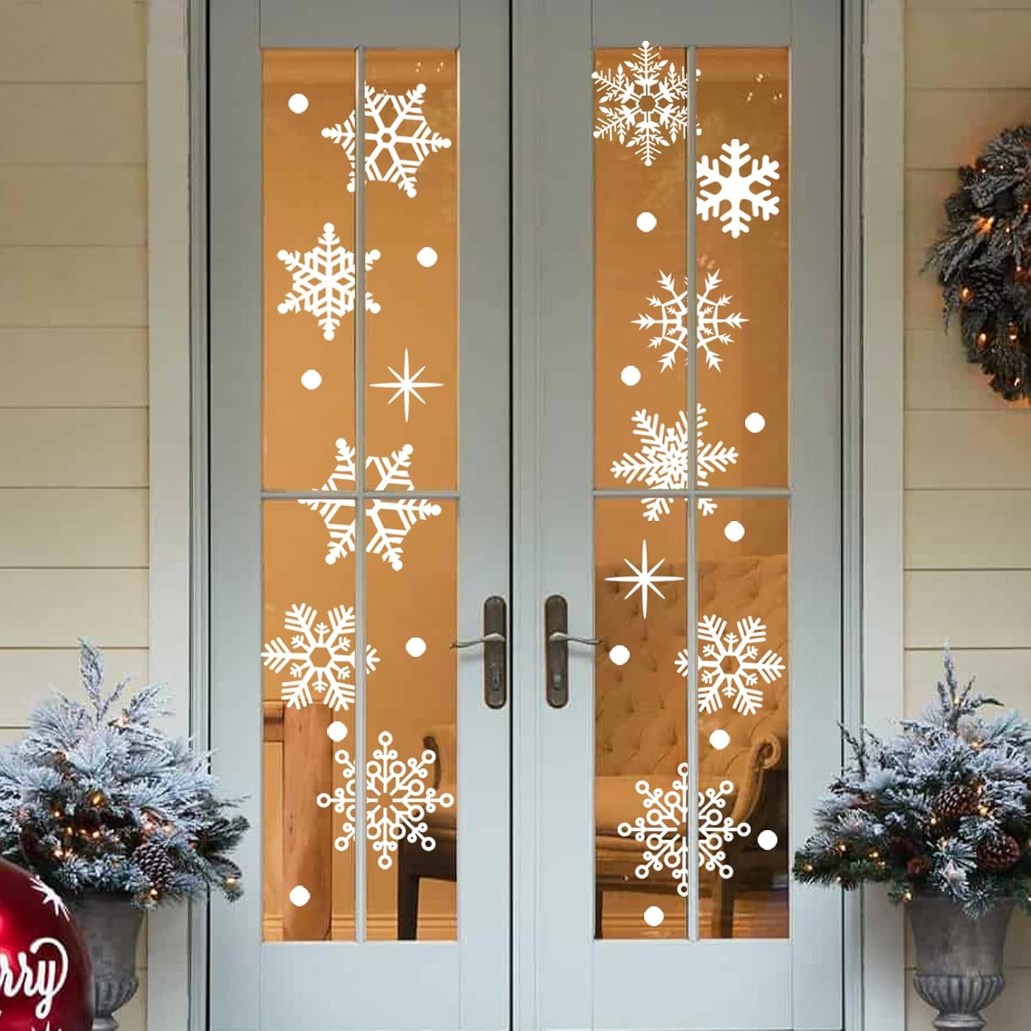 155 Pieces White Snowflake Window Clings for Glass Windows Christmas Decorations Indoor - DIY Snowflakes Vinyl Clings Window Decal Stickers Winter Wonderland Holiday Xmas Ornaments Decorations