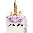 thumbnail image 1 of dcorations Gteau, Dor Licorne Gteau D'anniversaire/cake Topper, Licorne Klaxon Oreilles Et Cils Set Dcorations De Gteau, Licorne Dcoration De Fte, 1 of 5
