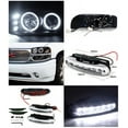 thumbnail image 2 of Spec-D Tuning Halo Black LED Projector Headlights W/ LED Fog Lamp Compatible with 2000-2006 GMC Yukon Denali XL Left + Right Pair Headlamps Assembly, 2 of 2