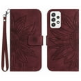thumbnail image 2 of Feishell Slim Wallet Case for Samsung Galaxy A53 5G,for Men Women,Sunflower Embossed Pattern PU Leather Flip Cover Magnetic Closure Folio Card Slots Kickstand Phone Case with Hand Strap,Winered, 2 of 11