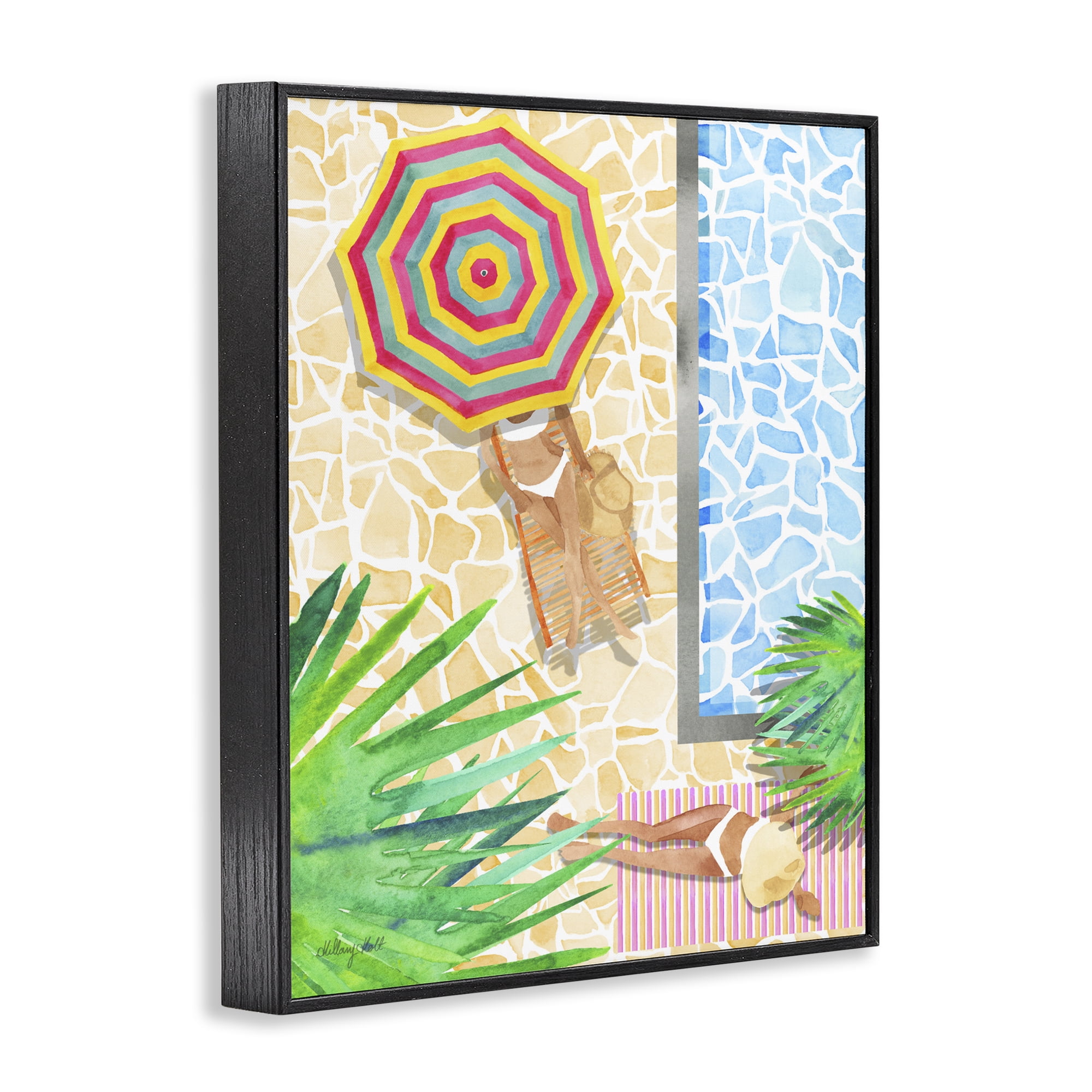 Stupell Industries Poolside Chill Duo Black Framed Giclee Art, design by Hillary Holt